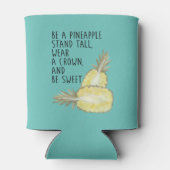 パイナップルになる背の高い衣服は王冠と甘い 缶クーラー (裏面)
