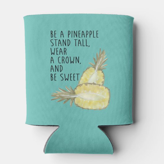 パイナップルになる背の高い衣服は王冠と甘い 缶クーラー (裏面)