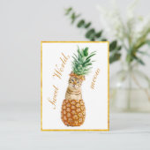 パイナップルのかわいい猫おもしろい- Meow子猫 ポストカード (スタンド正面)