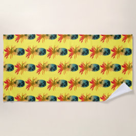 パイナップルのサンセットパターン ビーチタオル