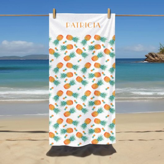 パイナップルのトロピカルフルーツパターンの名前 ビーチタオル