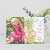 パイナップルの女の子の誕生日の写真のようなパーティーを撮ろう 招待状 (スタンド正面)