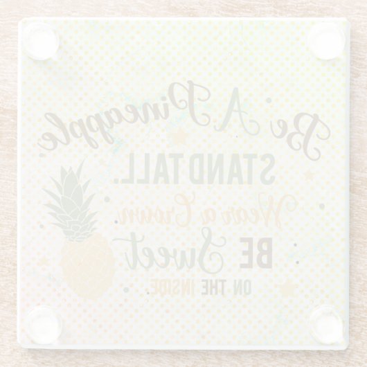 パイナップルの引用文感動的だ ガラスコースター (裏面)