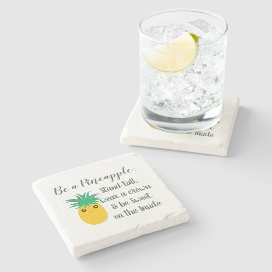 パイナップルの感動的引用文だ ストーンコースター (横)