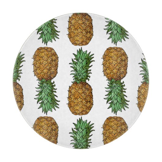 パイナップルの明るさ：夏の熱帯イラストレーション カッティングボード (正面)