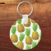 パイナップルの水彩模様 キーホルダー (正面)