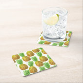 パイナップルの水彩模様 スクエアペーパーコースター (インサイチュ)