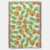 パイナップルの水彩模様 スローブランケット (正面縦)