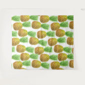 パイナップルの水彩模様 タペストリー (正面(横))