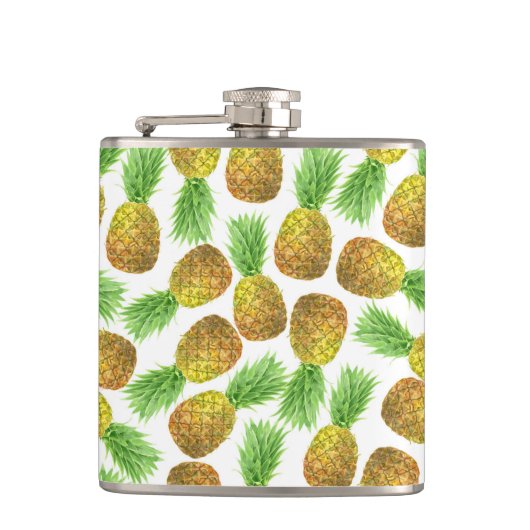 パイナップルの水彩模様 フラスク (正面)