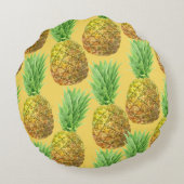 パイナップルの水彩模様 ラウンドクッション (裏面)