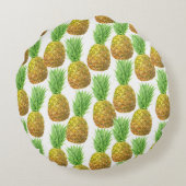 パイナップルの水彩模様 ラウンドクッション (裏面)