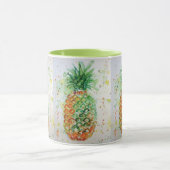 パイナップルの水彩画マグカップ 緑 マグカップ (中央)