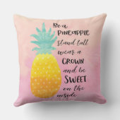 パイナップルの水感動的色のタイポグラフィである クッション (裏面)