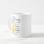 パイナップルの水感動的色のタイポグラフィである コーヒーマグカップ (正面左)