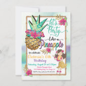 パイナップルの熱帯の誕生日のようなパーティー 招待状 (正面)