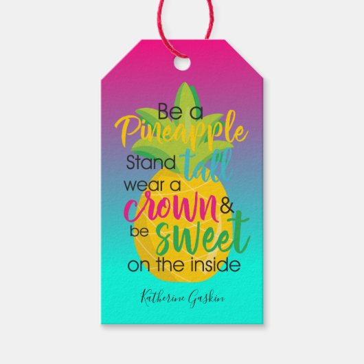 パイナップルの美しい引用文になる ギフトタグ (正面)