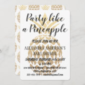 パイナップルの赤ちゃんシャワーのようなパーティー 招待状 (正面/裏面)