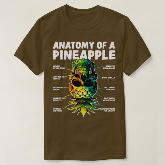 パイナップルの逆さPineapple Swingの解剖学 Tシャツ (デザイン正面)