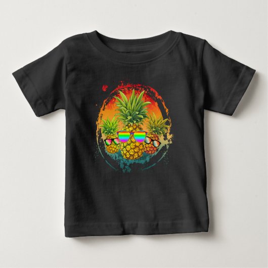 パイナップルの面白い夏の雰囲気 ベビーTシャツ (正面)