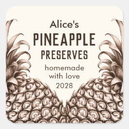 パイナップルは自家製の缶詰ラベルを保存する スクエアシール