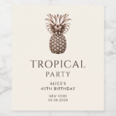 パイナップルを含む熱帯パーティー ワインラベル (シングルラベル)
