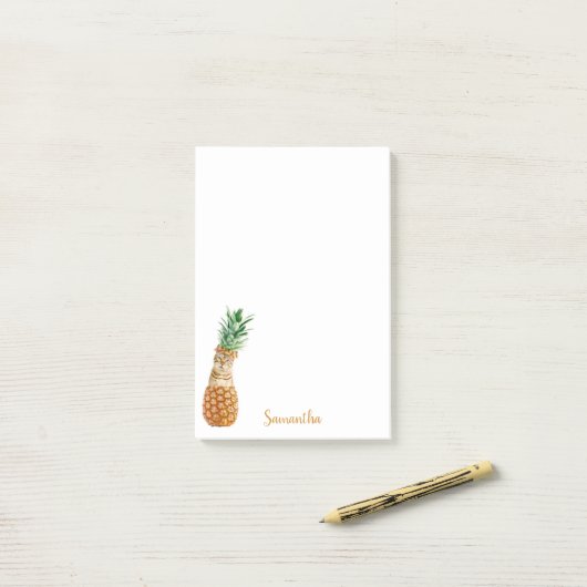 パイナップルを巡る可愛いパーソナライズされた猫 ポストイット (デスク上)