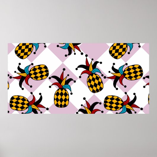 パイナップルを様式化。帽子とロームバスハーレクイン。海 ポスター (正面)