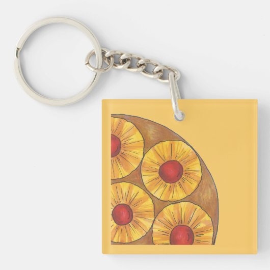 パイナップルアップサイドアップダウンケーキさくらんぼグルメキーチェーン キーホルダー (正面)