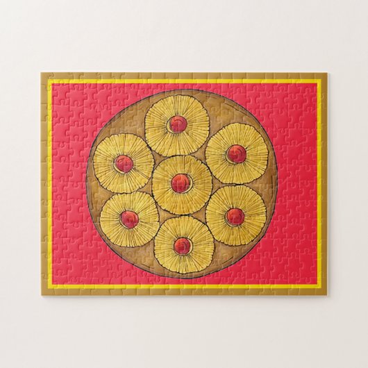 パイナップルアップサイドアップダウンケーキさくらんぼベーキングデザート ジグソーパズル (横)