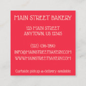 パイナップルアップサイドアップダウンケーキさくらんぼベーキングデザート スクエア名刺 (裏面)