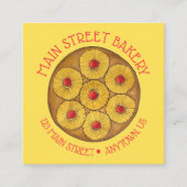 パイナップルアップサイドアップダウンケーキさくらんぼベーキングデザート スクエア名刺 (正面)