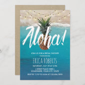 パイナップルアロハトロピカルビーチブライダルシャワー 招待状 (正面/裏面)