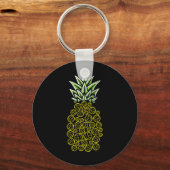 パイナップルアロハビーチハワイビーチバレーボール –  キーホルダー (正面)