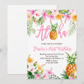 パイナップルアロハファーストバースデーパーティー 招待状 (正面/裏面)