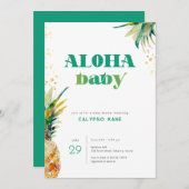パイナップルアロハベビートロピカルベビーシャワー招待状 招待状 (正面/裏面)