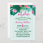 パイナップルアロハ熱帯花ブライダルシャワー 招待状 (正面/裏面)