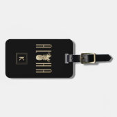 パイナップルアロハ熱帯金ゴールドのモノグラムの黒 ラゲッジタグ (正面横)