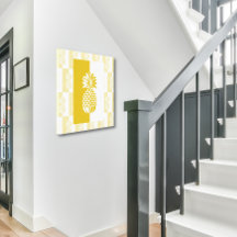 パイナップルアート |金ゴールドモダンと白のキャンバス印刷