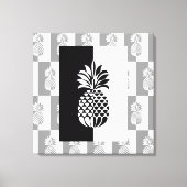 パイナップルアート | 黒モダン白 キャンバスプリント (正面)