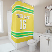パイナップルイエローエメラルドグリーンストライプスポーツジャージー シャワーカーテン (インサイチュ)