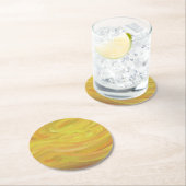 パイナップルイエロースワール ラウンドペーパーコースター (インサイチュ)