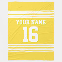 パイナップルイエローホワイトスポーツジャージー フリースブランケット