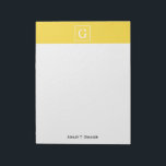 パイナップルイエローホワイトフレームイニシャルモノグラム ノートパッド<br><div class="desc">パイナップルイエローとホワイトフレームイニシャルモノグラム無地のスタイリッシュは、あなたのモノグラム、名前または他の文字のための白いフレーム領域とパイナップルイエローの背景。また、文字フォントの変更、フォントのサイズと色の変更、文字の移動などを行うことができる。このもしデザインは他の色で欲しい、ちょうど私たちにメールをドロップ。2014 ©FantabulousPatterns全著作権所有</div>