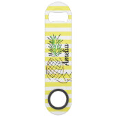 パイナップルイラストレーション黄ストライプ色の夏 スピード栓抜き (正面)