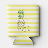 パイナップルイラストレーション黄ストライプ色の夏 缶クーラー (裏面)