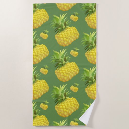 パイナップルイラストレーション ビーチタオル (正面)