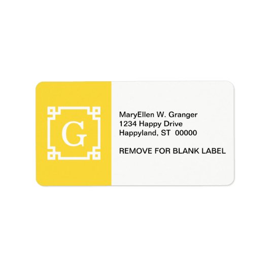 パイナップルウィットギリシャ鍵フレーム#2イニシャルモノグラム ラベル (正面)