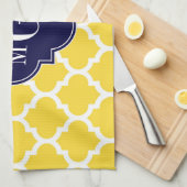 パイナップルウィットモロッコ#5ネイビー3イニシャルモノグラム キッチンタオル (四つ折り)