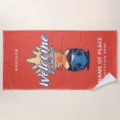 パイナップルウェルカムカスタム文字&カラービーチタオル ビーチタオル (正面)